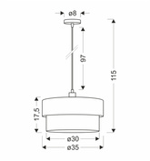 Lampa wisząca z abażurem Arezzo czarna z oliwkowym do salonu