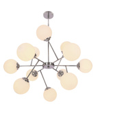 Lampa wisząca Belweder kula do salonu 12-punktowa chromowa z białymi kloszami E14