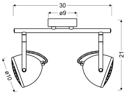 Lampa sufitowa PENT listwa reflektor regulowana 2-punktowa metalowa