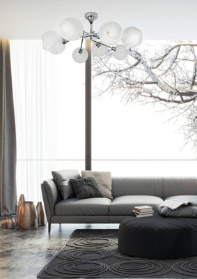 Lampa sufitowa Raul ze szklanymi kloszami regulowana 8-punktowa do salonu