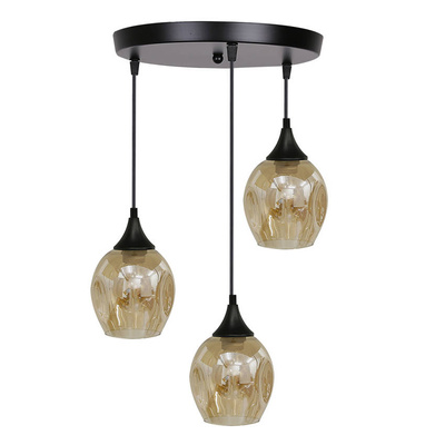 Lampa wisząca Aspa potrójna szklane klosze kula czarno brązowa do jadalni E27