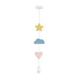 Lampa wisząca dziecięca Heart drewniana gwiazdka chmurka serce różowo-niebieska E27