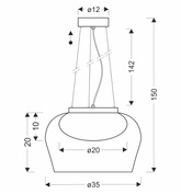 Lampa wisząca Insieme 35 szklana klosz dymiony nad stół do salonu