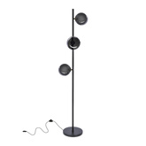 Lampa podłogowa Kama klasyczna z grafitowymi kloszami kulkami 3-punktowa do salonu