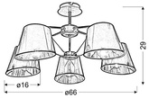 Lampa sufitowa Cortez z abażurami 5-punktowa do salonu