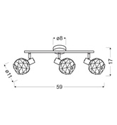 Lampa sufitowa Acrobat listwa ze szklanymi kloszami regulowana 3-punktowa