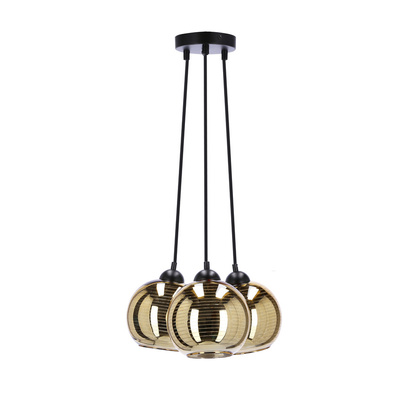 Lampa wisząca Trio szklana kula potrójna złota do salonu 3xE27