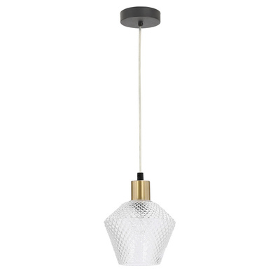 Lampa wisząca Greniko szklany klosz bezbarwny pojedyncza do kuchni E14