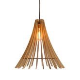 Lampa wisząca Eco pojedyncza z abażurem drewnianym do salonu E27