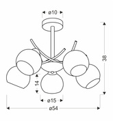Lampa wisząca Lunore szklana 5-punktowa z bursztynowym kloszem złota