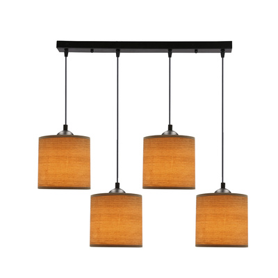 Lampa wisząca z abażurami Legno rattanowy orzechowy 4-płomienna nad stół