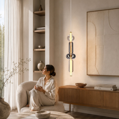 Lampa wisząca Kelly szklana złota pojedyncza LED 9,5W 2700K
