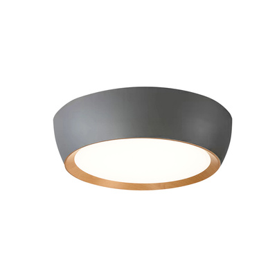Plafon LED ABRUZZO okrągły 40 cm 4000K szaro-drewniany do kuchni i łazienki