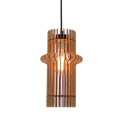 Lampa wisząca Eco pojedyncza z abażurem drewnianym do salonu 1xE27 srebrna