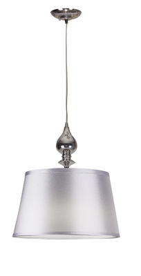 Lampa wisząca z abażurem Prima srebrna pojedyncza do salonu