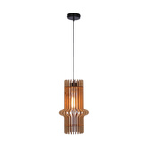 Lampa wisząca Eco pojedyncza z abażurem drewnianym do salonu 1xE27 srebrna