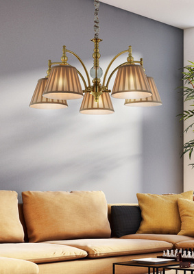 Żyrandol Austin klasyczny z abażurami 5-punktowy do salonu E14 Candellux