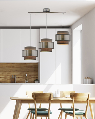 Lampa wisząca z abażurami Hare chrom szary+srebrny potrójna do jadalni