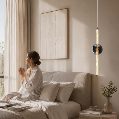 Lampa wisząca Kelly szklana złota z kloszem dymionym LED 8W 2700K do salonu