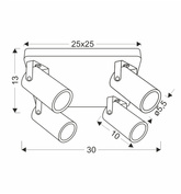 Lampa sufitowa Gary spot regulowana 4-punktowa metalowa do salonu