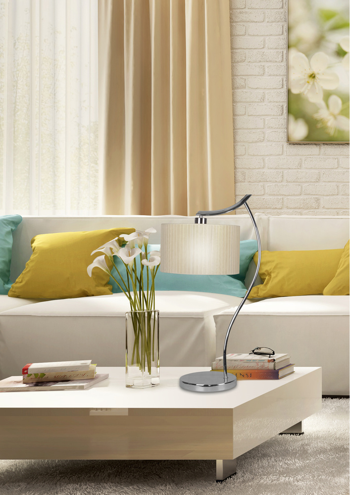 Lampka nocna Draga chrom kremowa z abażurem E27 Candellux