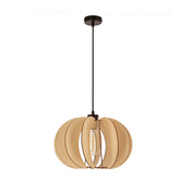 Lampa wisząca Eco kula z abażurem drewnianym do salonu 1xE27 pojedyncza
