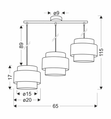 Lampa wisząca z abażurami Hare chrom szary+srebrny potrójna do jadalni