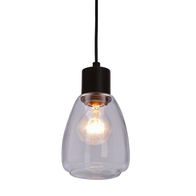 Lampa wisząca Moldo szklana czarna z przezroczystym kloszem do salonu E27 1-płomienna