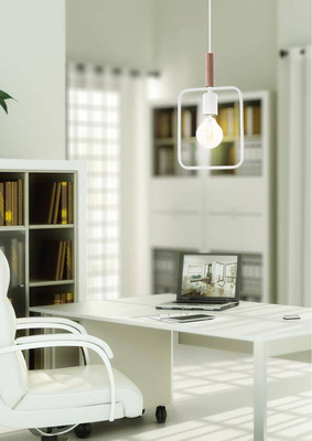 Lampa wisząca Frame biała metalowa pojedyncza do salonu E27 regulowana