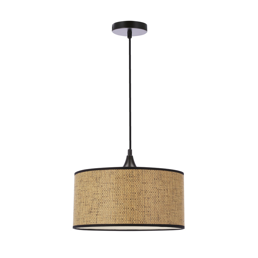 Lampa wisząca z abażurem Anaka beżowo-brązowa do salonu E27