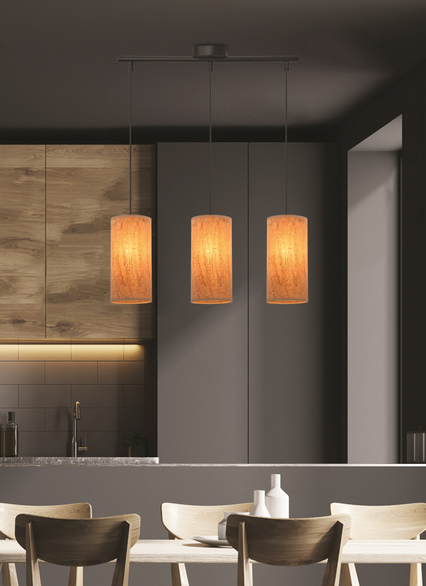 Lampa wisząca z abażurami Aragona potrójna korkowy abażur do jadalni
