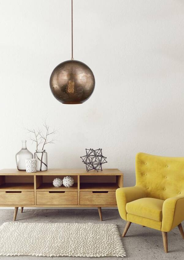 Lampa wisząca Sfinks kula metalowa ażurowa brązowa do salonu E27