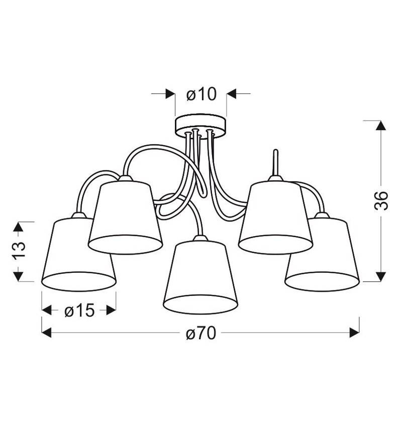 Lampa sufitowa Luk z abażurami 5-punktowa do salonu