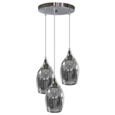 Lampa wisząca Marina szklana potrójna z lustrzanymi kloszami do salonu