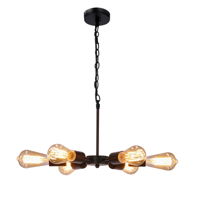 Lampa wisząca Sparta metalowa czarno-srebrna 6-punktowa do salonu E14